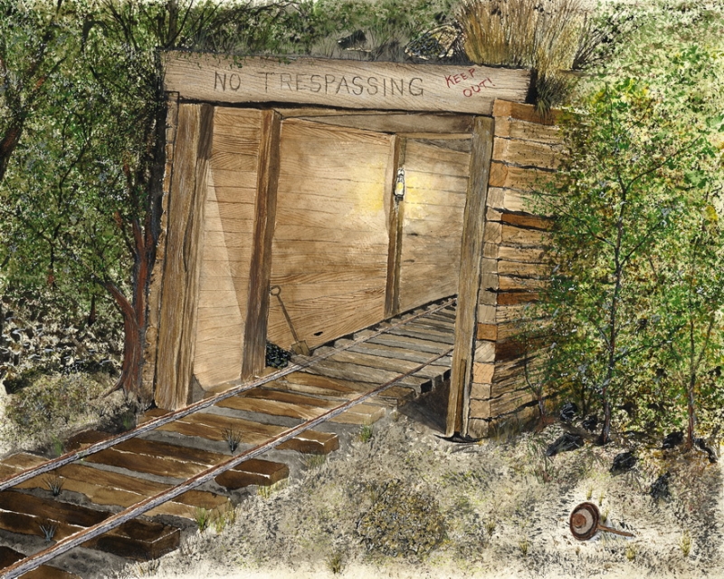 Mine Adit lit by a Lantern